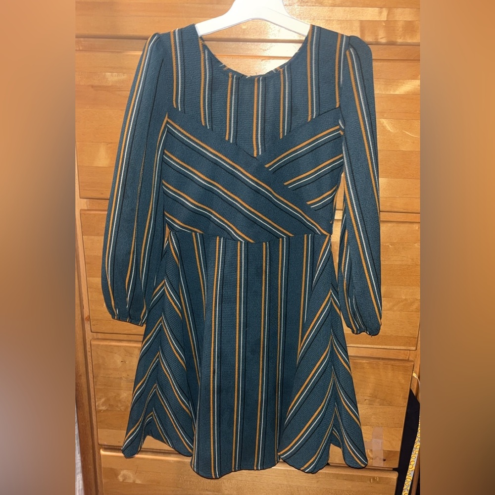 Ava & Yelly Long Sleeve Striped Skate Dress